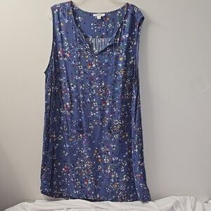 Beach Lunch Lounge Blue Floral Boho Beach Sleeveless Dress Women's Size 3X